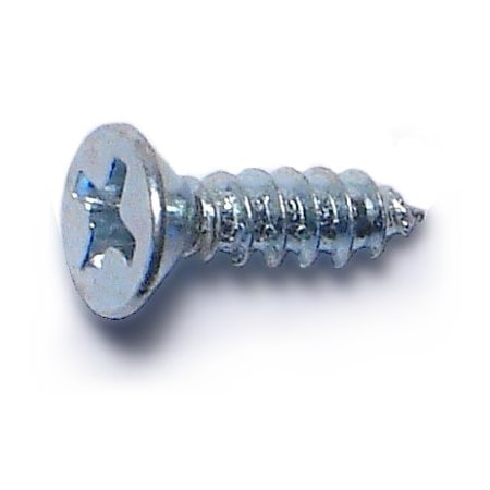 Midwest Fastener Sheet Metal Screw, #6 x 1/2 in, Zinc Plated Steel Flat Head Phillips Drive, 100 PK 03002
